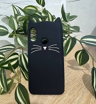 Силіконовий чохол для Xiaomi Redmi 6 Pro - 3D Cat (Кіт з вусами), Чорний