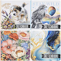 Скетчбук у твердій обкладинці (А5, 60 листів, 120г/м2, асортимент дизайнів) Мандарин 9588/9589/9590