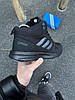 Зимові чоловічі кросівки Adidas Terrex Black чорні високі з хутром Адідас Терекс Гортекс текстильні теплі зима, фото 9