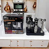 Занурювальний блендер 6в1 Zepline 1500Вт ручний блендер подрібнювач 0.6л блендер з підставкою на 10 швидкостей, фото 5