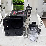 Занурювальний блендер 6в1 Zepline 1500Вт ручний блендер подрібнювач 0.6л блендер з підставкою на 10 швидкостей, фото 4