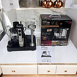 Занурювальний блендер 6в1 Zepline 1500Вт ручний блендер подрібнювач 0.6л блендер з підставкою на 10 швидкостей, фото 6