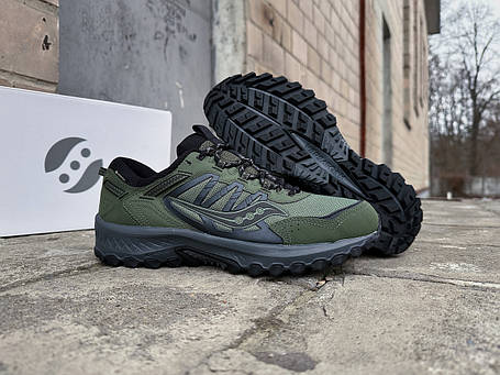 Чоловічі кросівки Saucony Grid Peak GTX S70849-2 Gore-tex Forest Black хакі Оригінал, фото 1