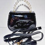 Дитяча лакова сумочка з респіратором чорна 912, фото 2