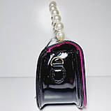 Дитяча лакова сумочка з респіратором чорна 912, фото 3