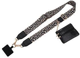 Ремінь з гаманцем для сумки або смартфону через плече 38мм Кольоровий фурнітура золото  #29650