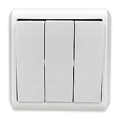 Вимикач накладний 3-х клавішний Viko Vera (90681068)