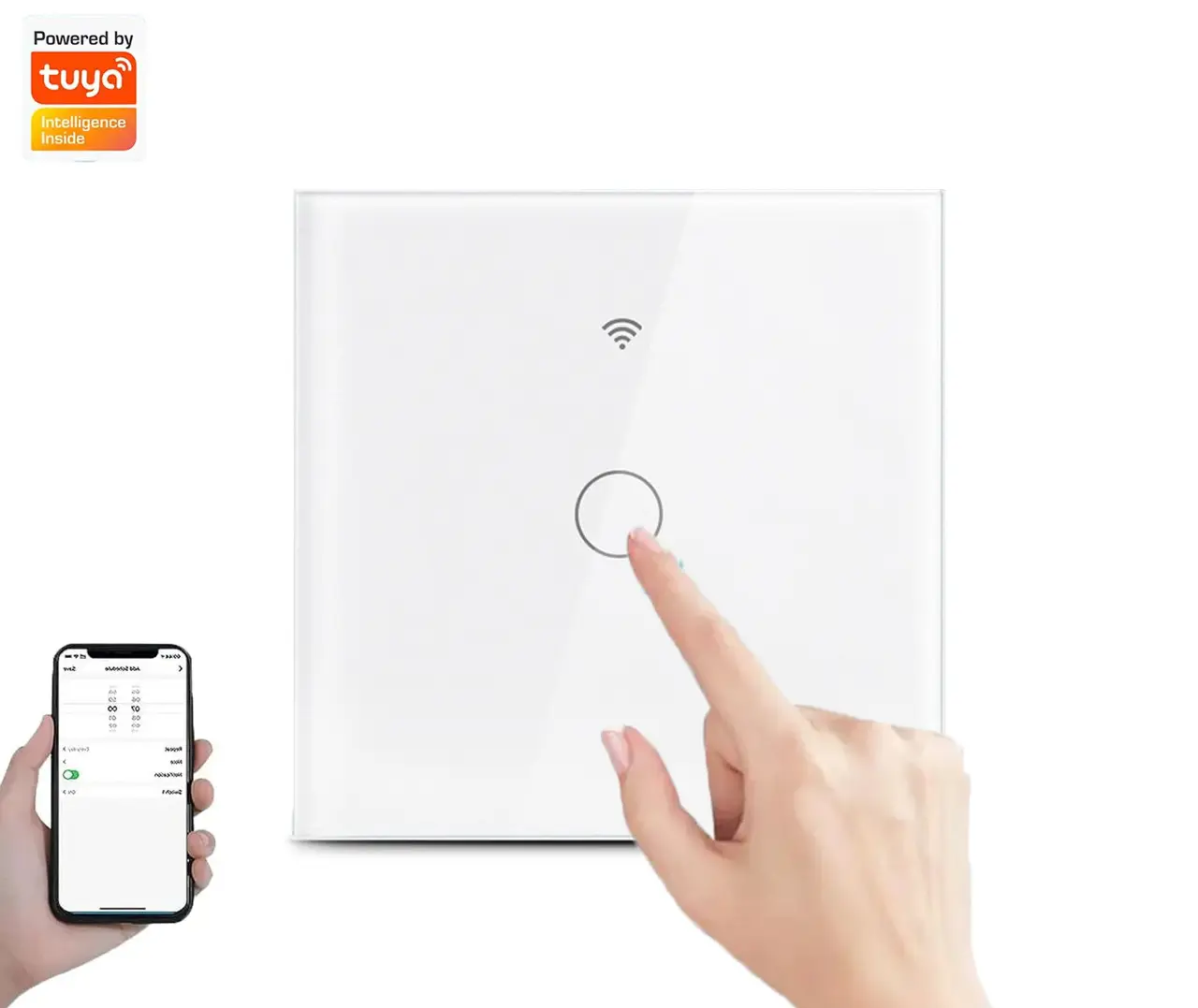 Розумний сенсорний Wi-Fi вмикач/вимикач з підсвіткою TUYA S-01 White