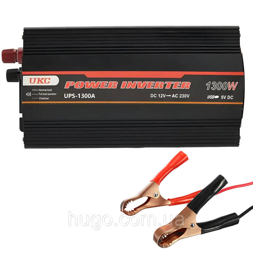 Інвертор з 12V на 220V (1300W) UPS-1300А / Перетворювач напруги / Автомобільний інвертор