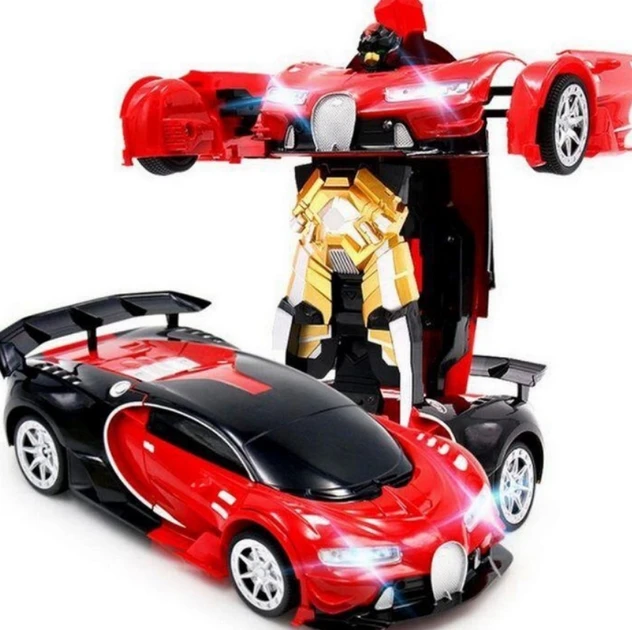Трансформер машинка Bugatti Car Robot 1:12 ВЕЛИКА 30 СМ Червона