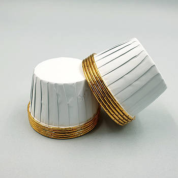 Фольгована форма для мафінів із посиленим бортиком Біла-золото — 25 шт.