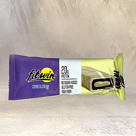 Протеїновий батончик FitWin з начинкою печиво-крем без цукру, 60 г