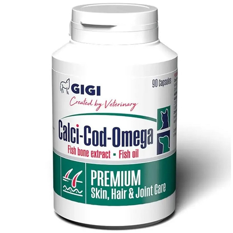 Вітаміни для собак і котів Calci-Cod-Omega для суглобів хрящів кісток шерсті та шкіри No90 GIGI