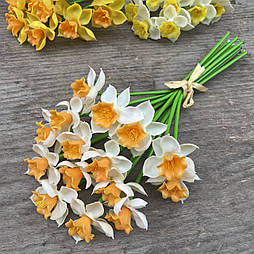 Искусственные цветы Нарцисс гелевые связка 20см 15 шт