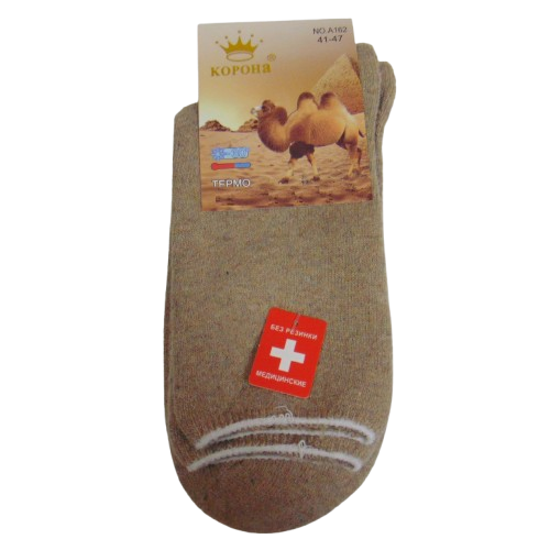 Чоловічі шкарпетки термо без гумки верблюжа шерсть Корона 41-47 бежеві 162, фото 1
