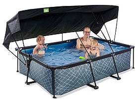 Басейн EXIT з тентом 220х150х65 см (для дітей, на дачу) в кольорі "камінь"
