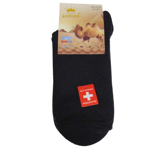 Чоловічі шкарпетки термо без гумки верблюжа вовна Корона 41-47 сині 162, фото 1