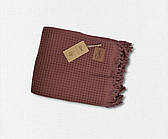 Покривало бавовняне з бахромою Sikel 210×240 см, Туреччина Carel Bordo колір бордовий