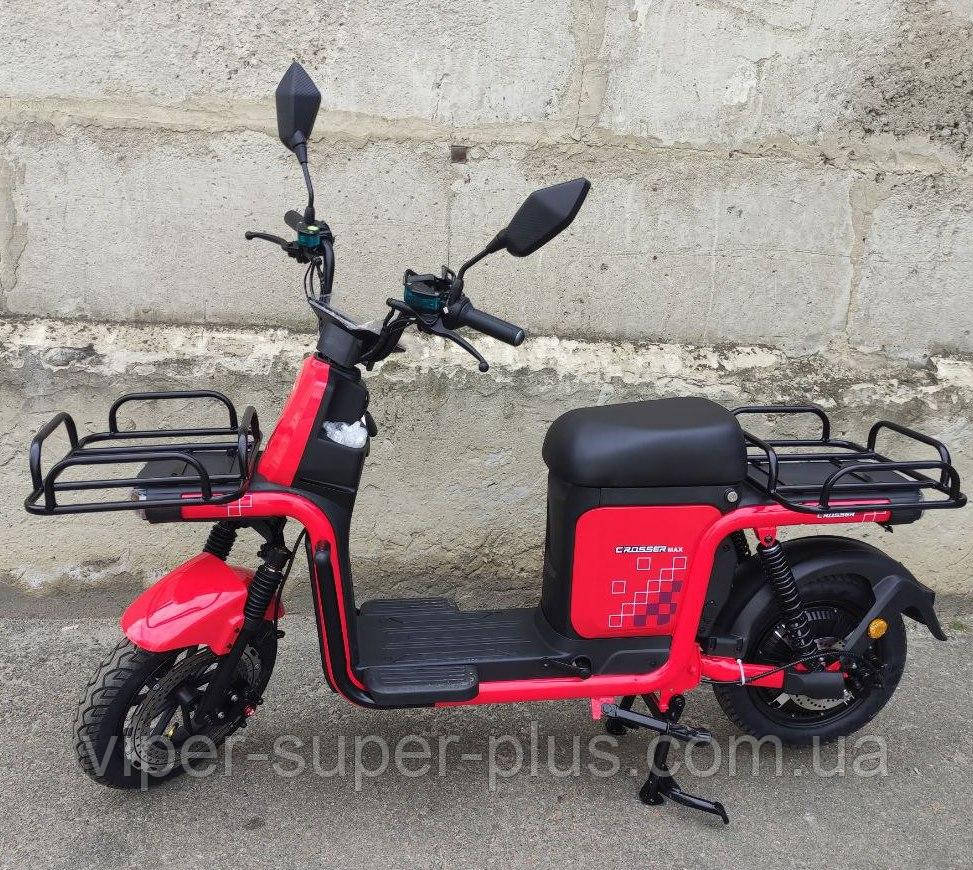 Електроскутер Велоскутер Crosser MAX Кроссер 800 Вт, 72V/20AH, Колесо Ø-12, Новий, Червоний