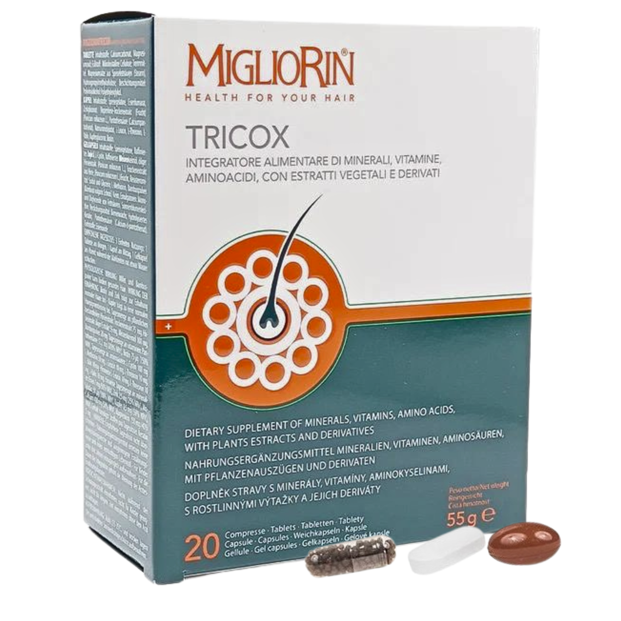 Комплекс проти випадіння волосся Мігіорин Трикокс Migliorin TRICOX Вівасан Швейцарія 60 шт., фото 1