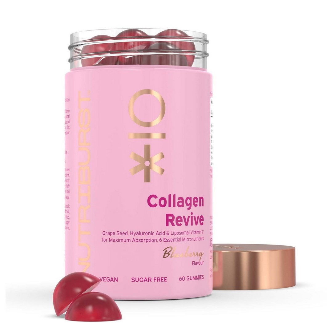 Веганські жувальні цукерки Колагеновий бустер Nutriburst Collagen Revive, Blueberry, 60 шт
