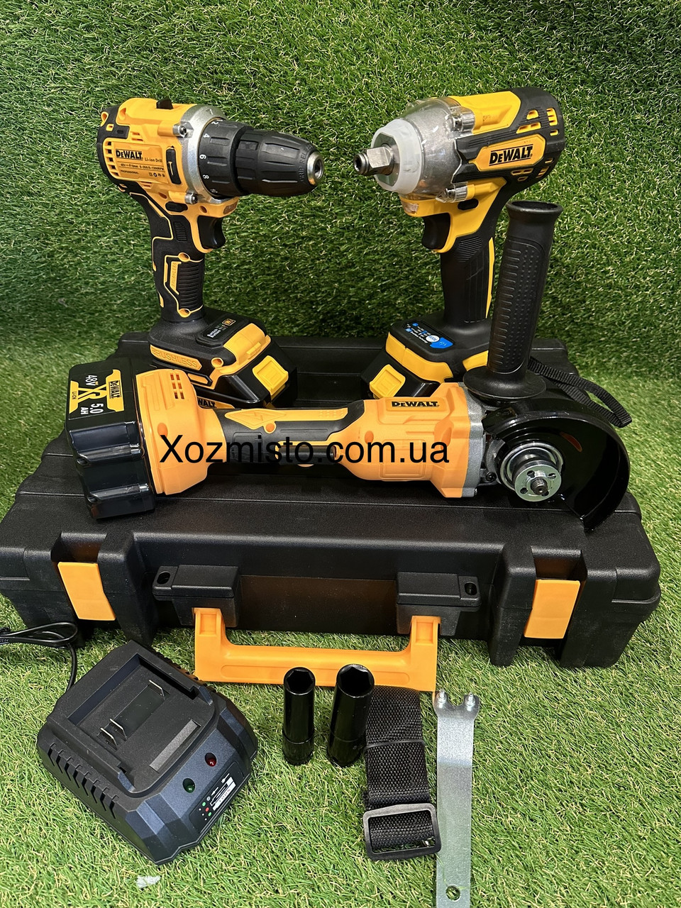 Набір 3в1 АКБ DeWalt 48 V (Шурупокрут DCD771 + КШМ DCG405 + Гайковерт DCF892Р2Т) Набір 3в1 Девольт