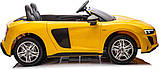 Дитяча акумуляторна машинка Audi Spyder R8 LIFT Жовта, фото 10