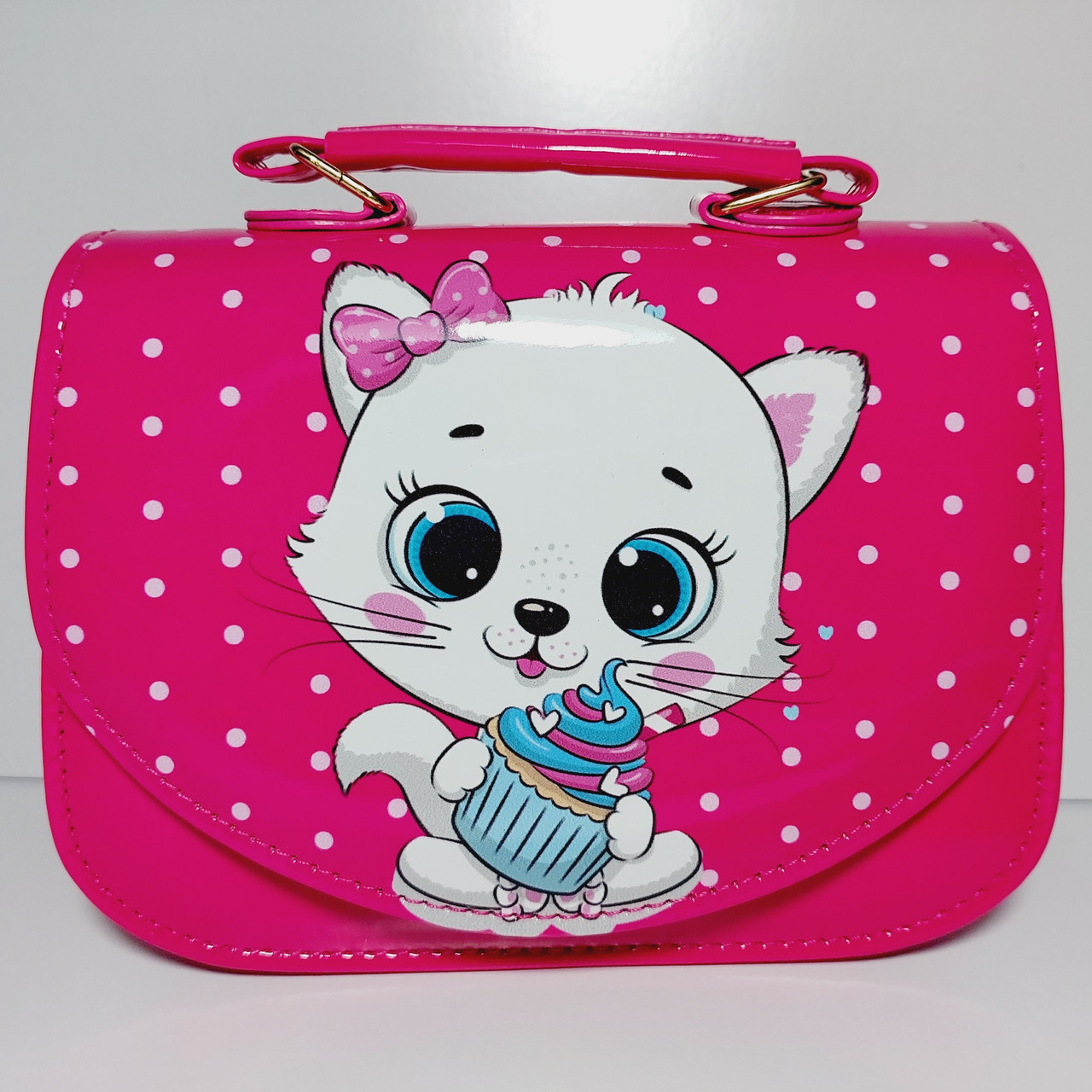 Дитяча сумочка малинова лакова Кішка 9123, фото 1