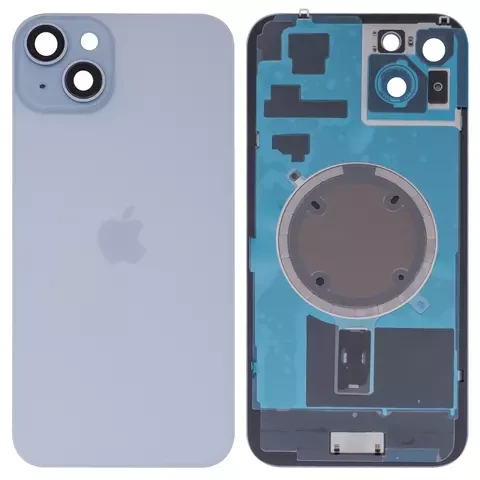 Задня панель корпусу для iPhone 15 Plus, блакитна, зі склом камери, small hole, фото 1