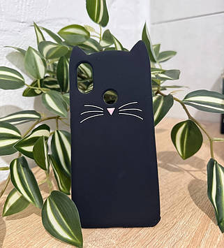 Силіконовий чохол для Xiaomi Mi A2 (Mi 6X) - 3D Cat (Кіт з вусами), Чорний