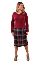 Сукня костюм марсала бордо великі розміри на пишних дам жіноче ошатне тепле джерсі пл 105-3. 54 і 56 р