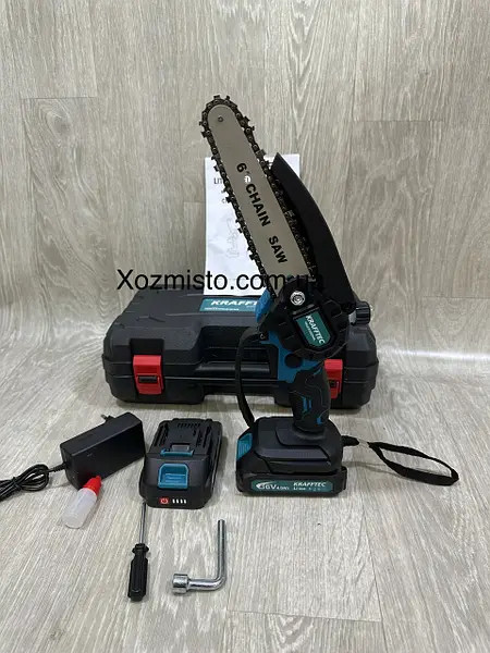 Акумуляторна мініпила Krafftec Німеччина [36 V 4 Ah / 1000 Вт / 2 акумулятори] з автоматичним мастилом, фото 1