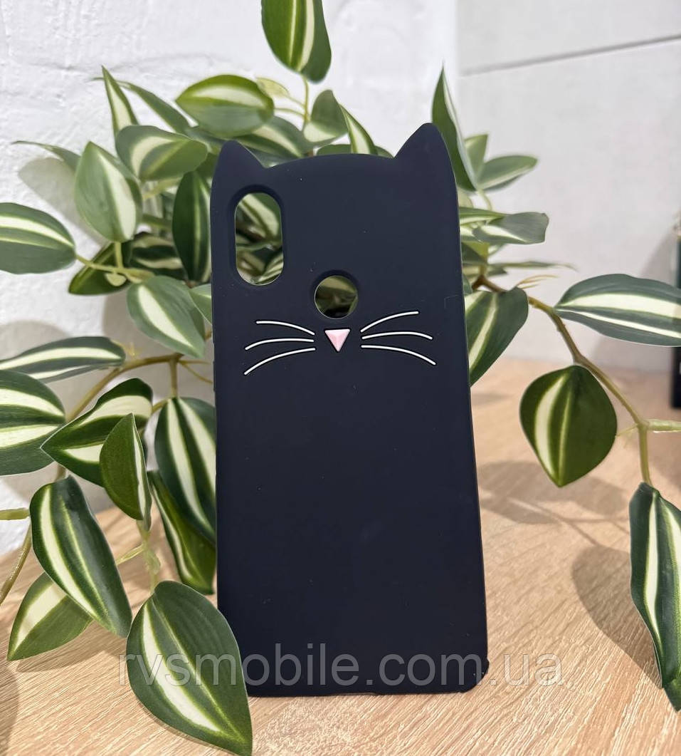 Силіконовий чохол для Xiaomi Mi A2 (Mi 6X) - 3D Cat (Кіт з вусами), Чорний