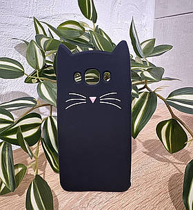 Силіконовий чохол для Samsung Galaxy J5 2016 / J510 - 3D Cat (Кіт з вусами), Чорний