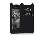 Силіконовий чохол для Samsung Galaxy J5 2016 / J510 - 3D Cat (Кіт з вусами), Чорний, фото 3
