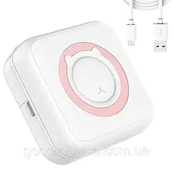 Портативний Bluetooth термопринтер + рулон, Рожевий / Міні принтер / Принтер для телефону / Фотопринтер