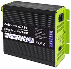 Зарядний пристрій для акумуляторів LiFePO4 AGM GEL SLA 80A 12V Qoltec (Польща)