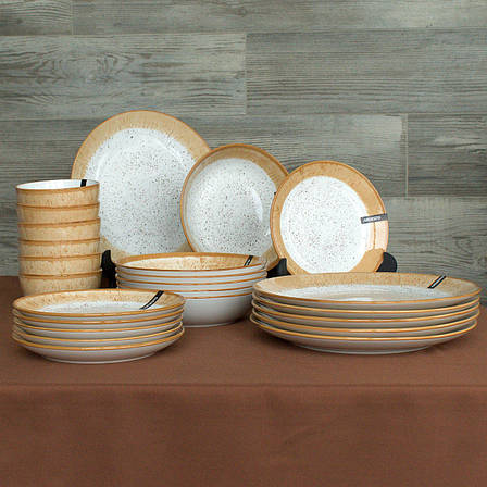 Набір тарілок Ardesto Siena 24 предмети SBG біло-жовтий, фото 1