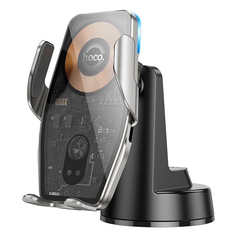 Тримач HOCO Traveler infrared RGB wireless fast charging Car holder (center console) HW27 |15W| чорний