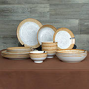 Набір тарілок Ardesto Siena 16 предметів SBG біло-жовтий