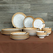 Набір тарілок Ardesto Siena 21 предметів SBG біло-жовтий