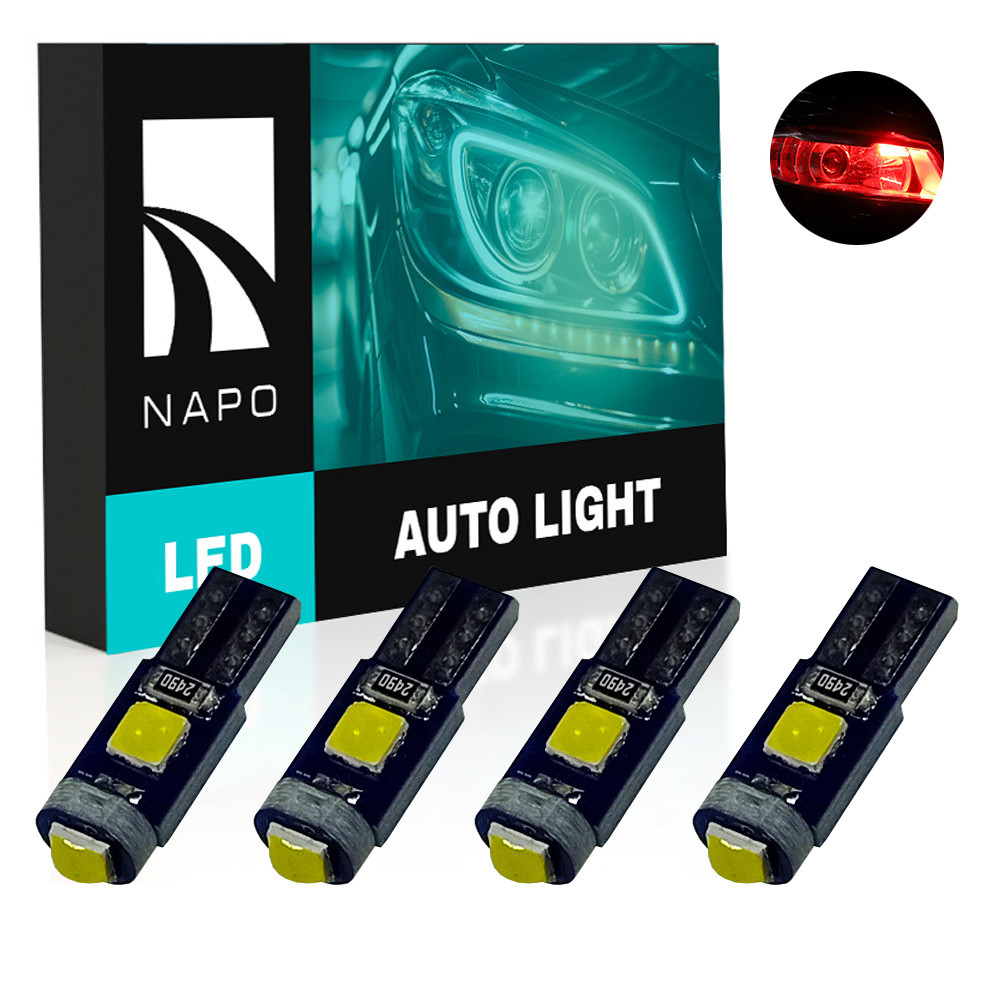 Комплект світлодіодних ламп NAPO LED T5-3030-3smd T5 W1,2W 4 шт колір світіння червоний, фото 1