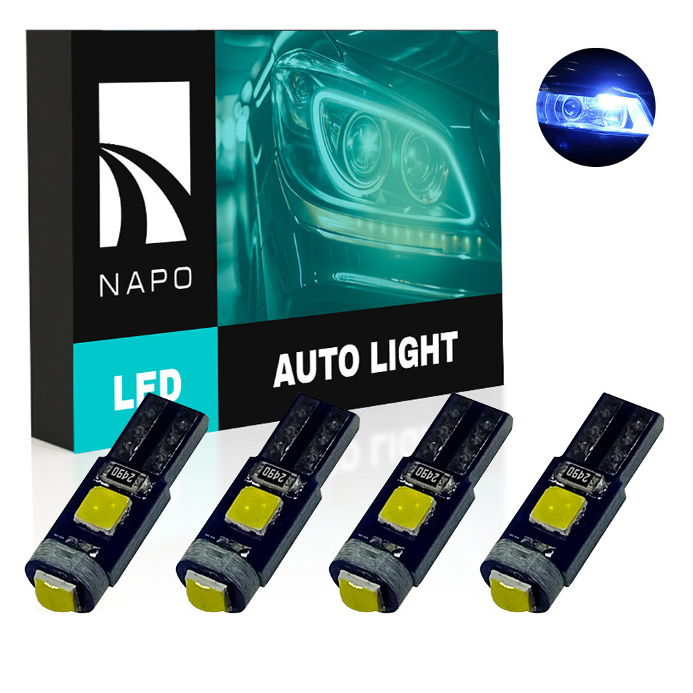 Комплект світлодіодних ламп NAPO LED T5-3030-3smd T5 W1,2W 4 шт колір світіння синій лід, фото 1