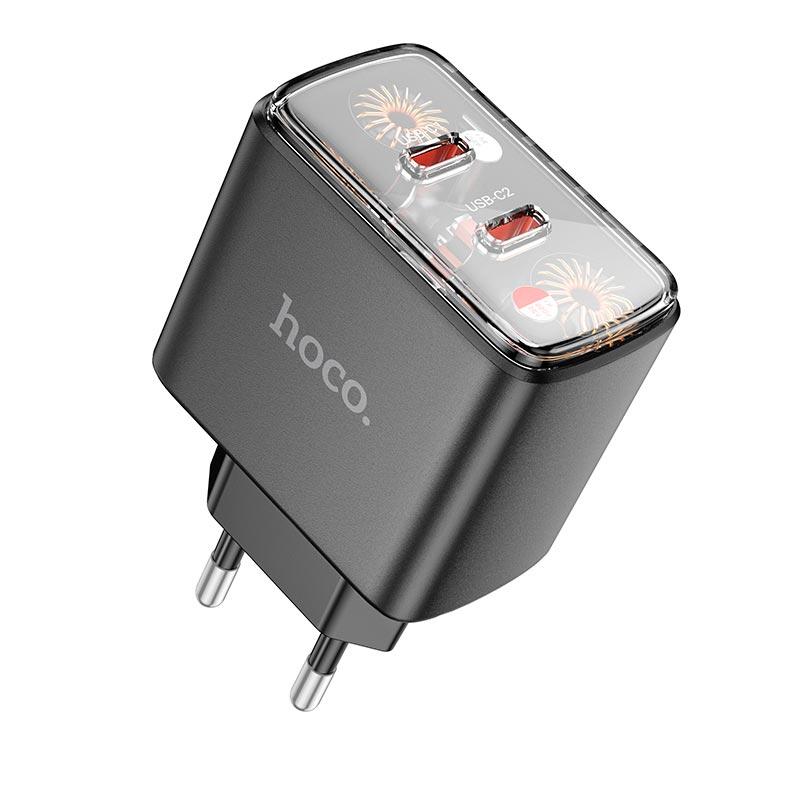 Адаптер мережевий Hoco Smart charger CS43A |2Type-C, 45W/3A, PD/QC| чорний
