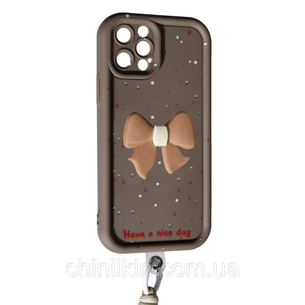 Накладка Lucky Bow Case для iPhone 13 Pro- коричневий, фото 1