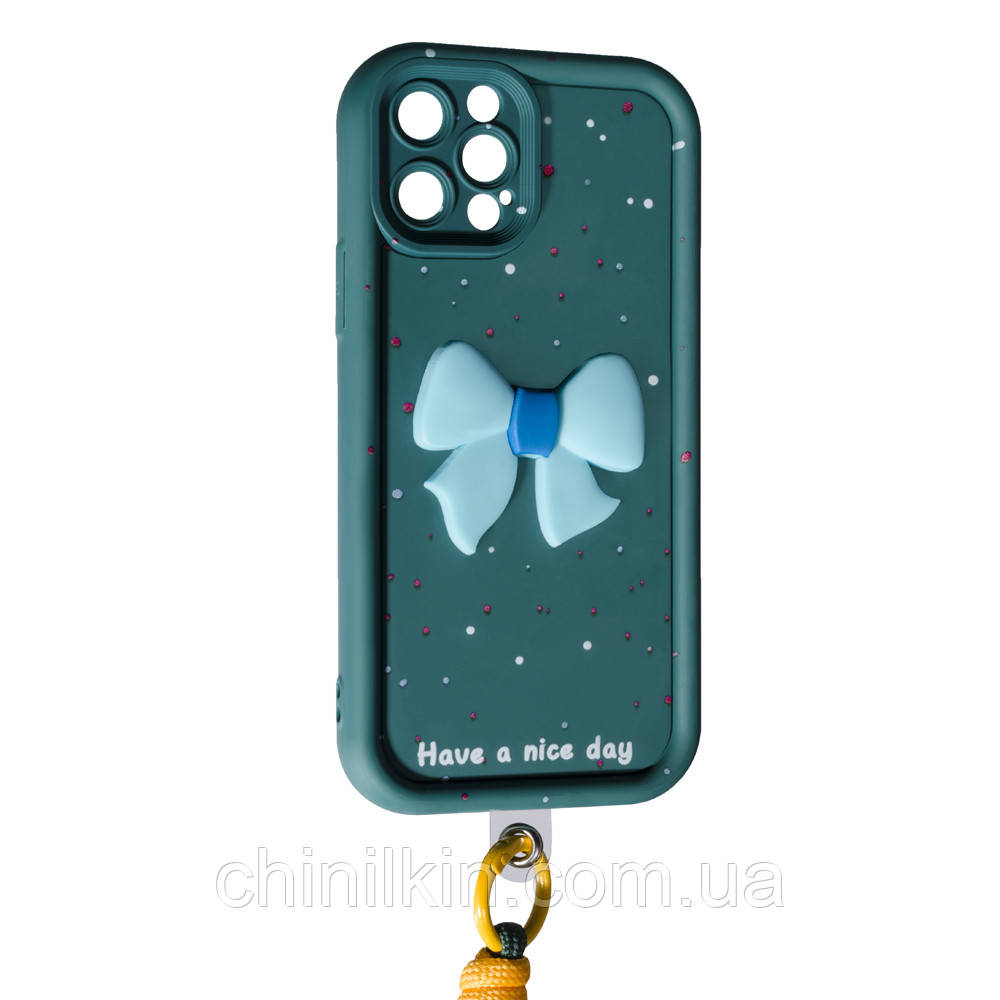 Чохол Lucky Bow Case для iPhone 14 Pro Max- темно-зелений, фото 1