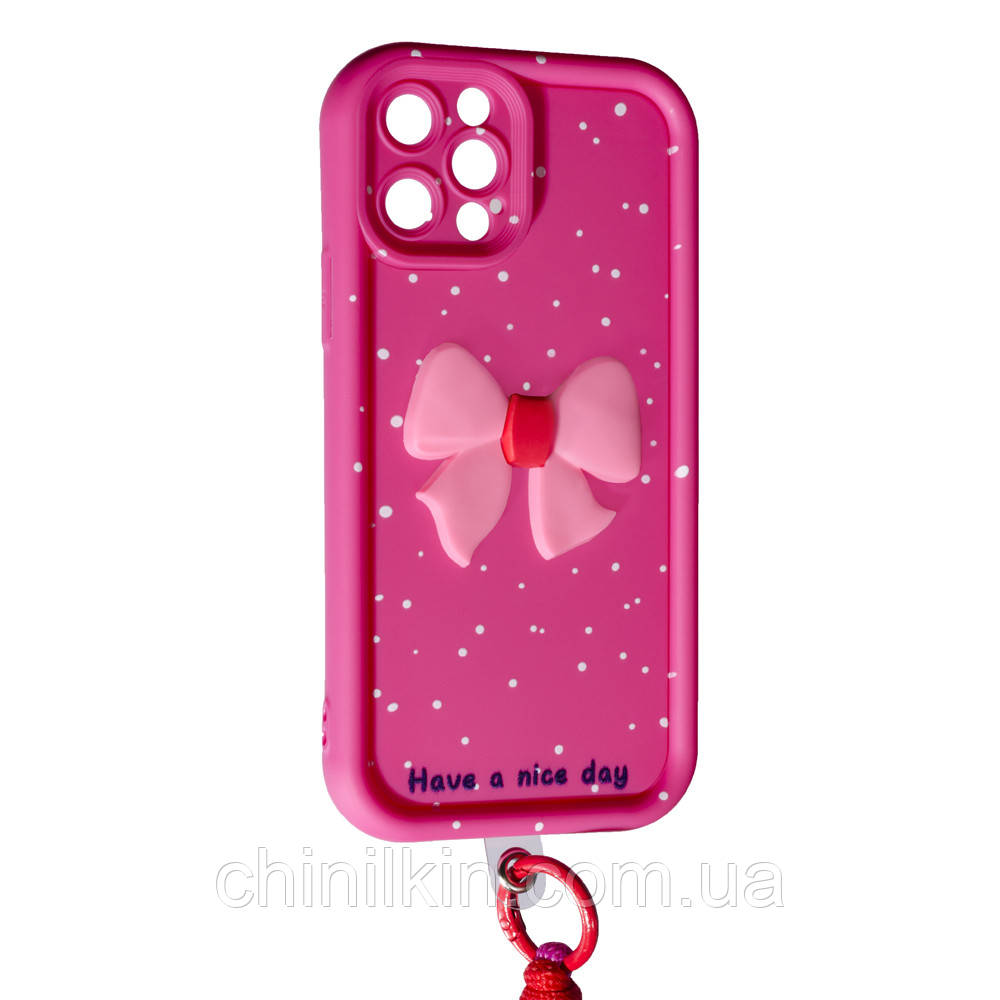 Накладка Lucky Bow Case для iPhone 12 Pro Max- яскраво-рожевий, фото 1