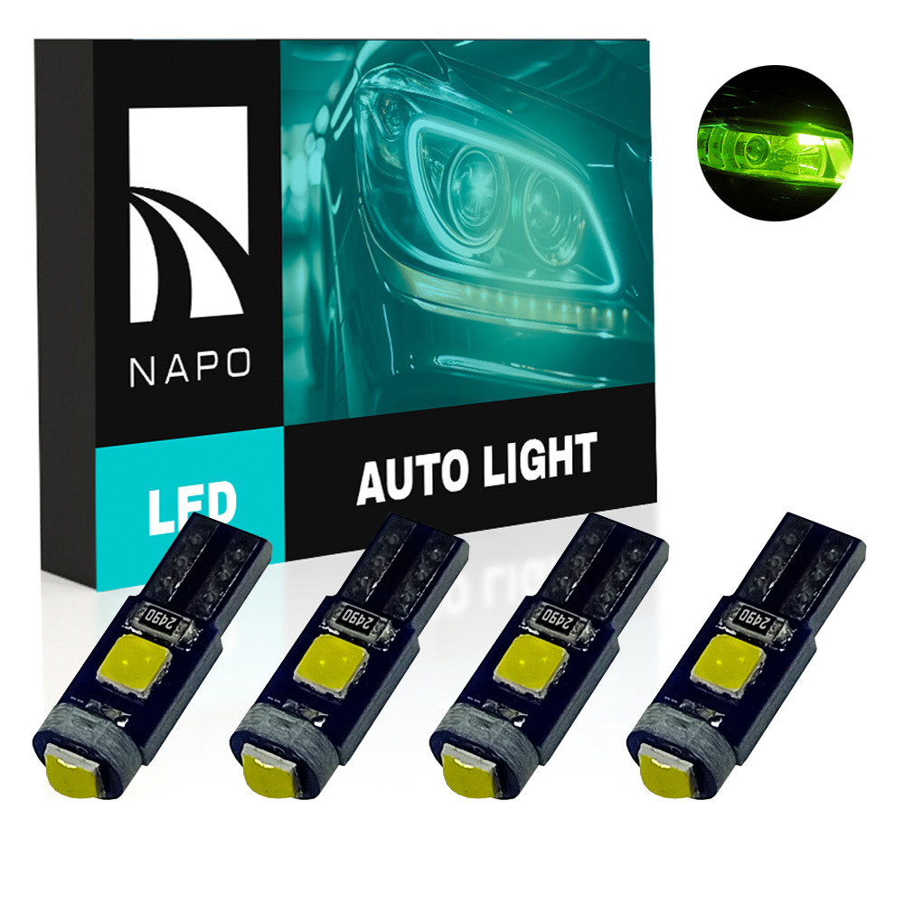 Комплект світлодіодних ламп NAPO LED T5-3030-3smd T5 W1,2W 4 шт колір світіння зелений