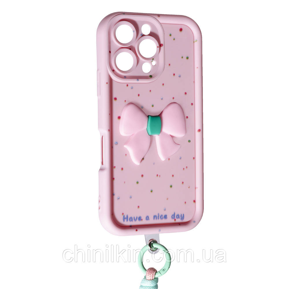 Чохол Lucky Bow Case для iPhone 16 Pro- світло-рожевий, фото 1