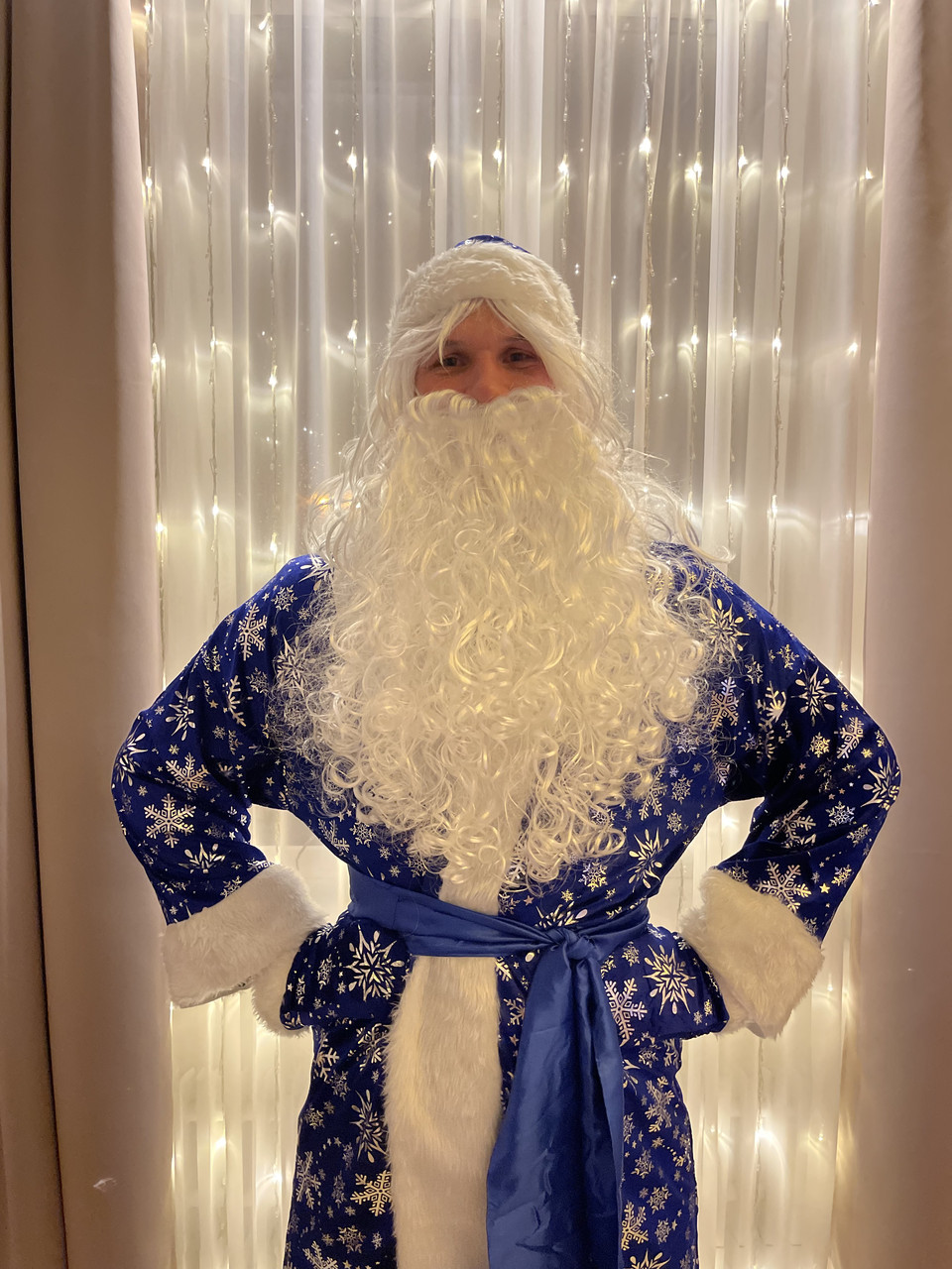 Костюм  Діда Мороза ,  велюровий костюм, новорічний костюм Дідусь Мороз, синій Дід Мороз, Святий Миколай, фото 1